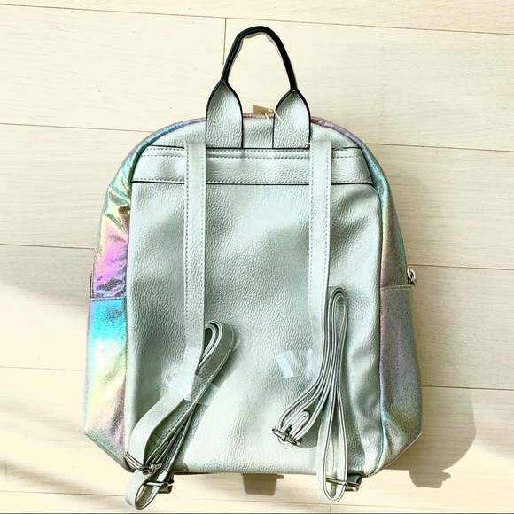 rainbow holographic metallic faux leather backpack - Picture 5 of 7